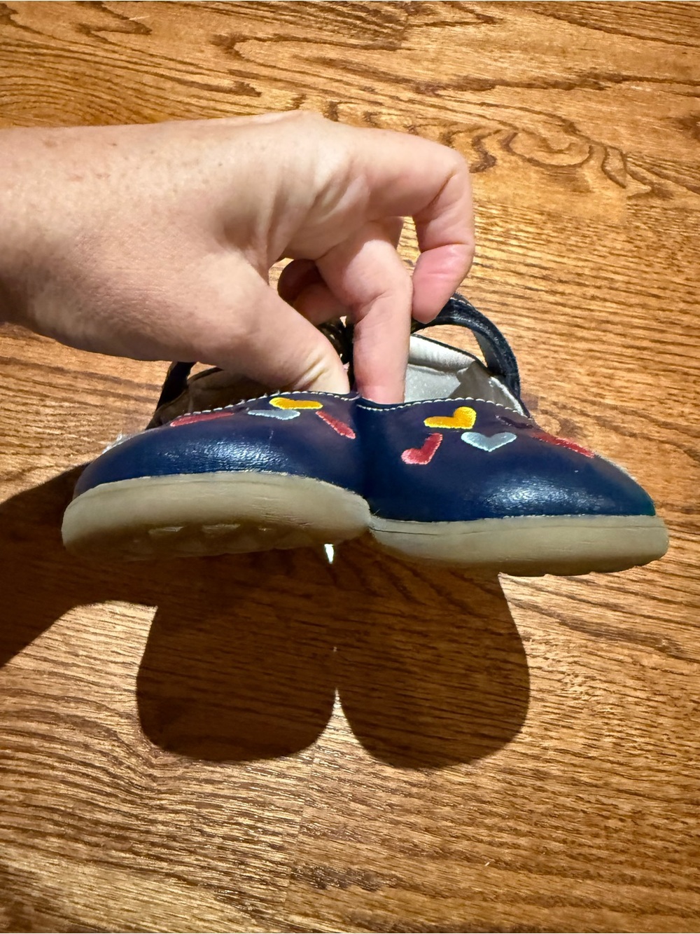 See Kai Run Ginny Navy Mary Jane Shoes with Embroidered Hearts Sz 11 - Picture 6 of 11